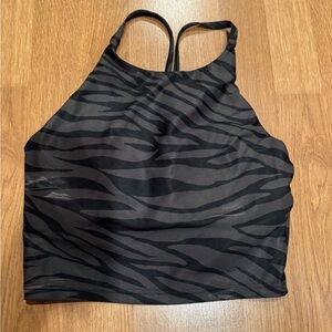 Zebra Print Black and Gray Halter Top